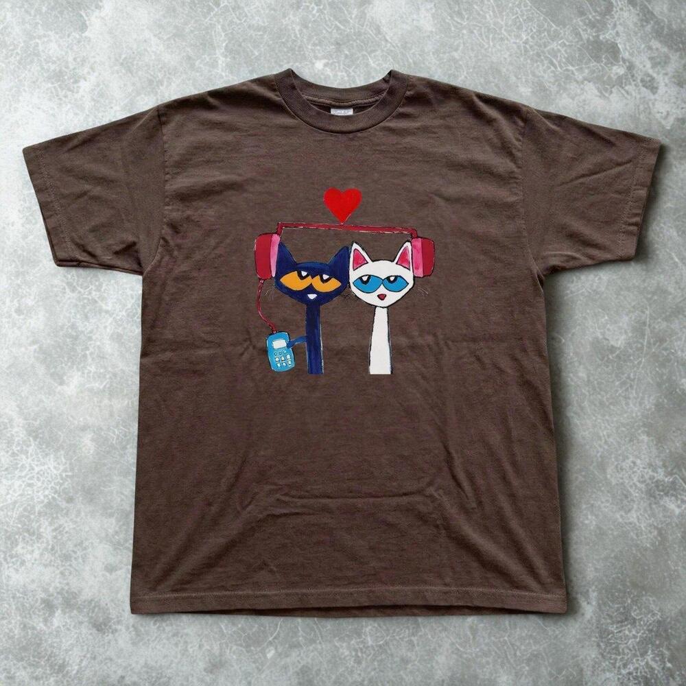 Brown Graphic Tee With Pete The Cat Design